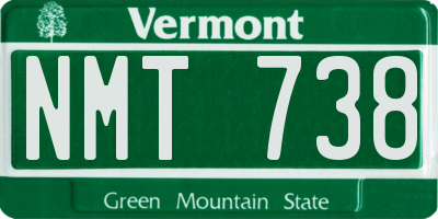 VT license plate NMT738
