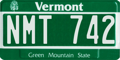 VT license plate NMT742