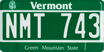 VT license plate NMT743