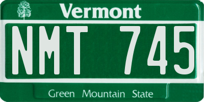 VT license plate NMT745