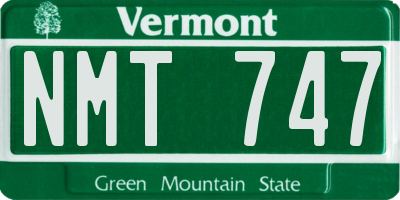 VT license plate NMT747