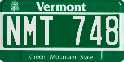 VT license plate NMT748
