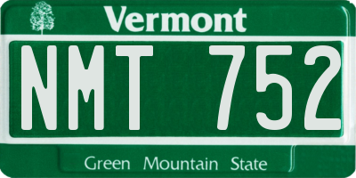 VT license plate NMT752