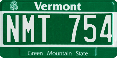 VT license plate NMT754