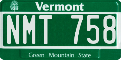 VT license plate NMT758