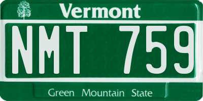 VT license plate NMT759