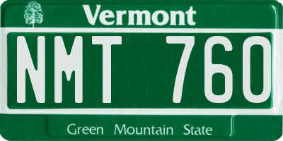 VT license plate NMT760
