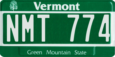 VT license plate NMT774