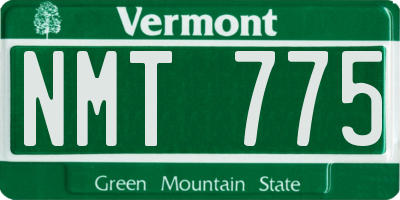 VT license plate NMT775