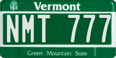 VT license plate NMT777