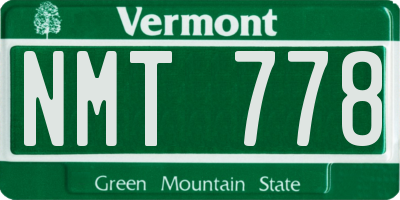 VT license plate NMT778