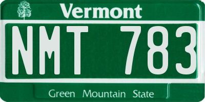 VT license plate NMT783
