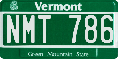 VT license plate NMT786