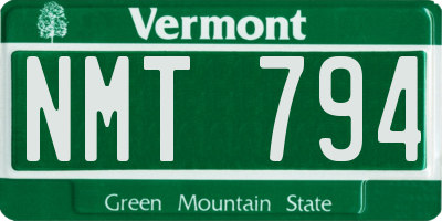 VT license plate NMT794