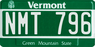 VT license plate NMT796
