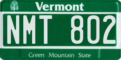 VT license plate NMT802