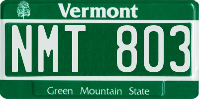 VT license plate NMT803