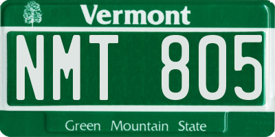 VT license plate NMT805