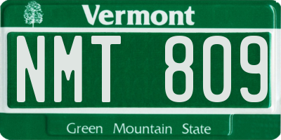 VT license plate NMT809