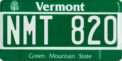 VT license plate NMT820