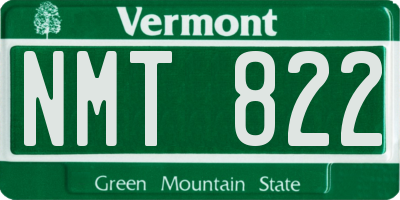 VT license plate NMT822