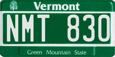 VT license plate NMT830