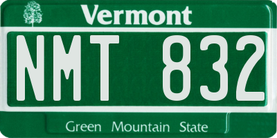 VT license plate NMT832
