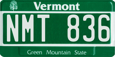 VT license plate NMT836