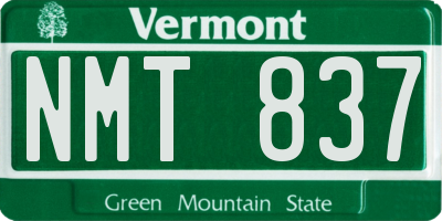 VT license plate NMT837