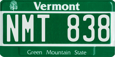 VT license plate NMT838