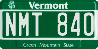 VT license plate NMT840