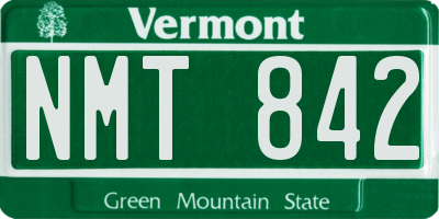 VT license plate NMT842