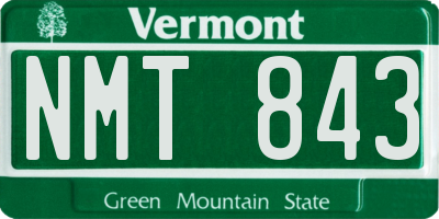 VT license plate NMT843