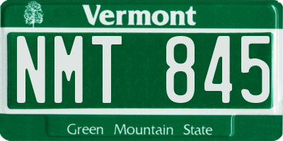 VT license plate NMT845