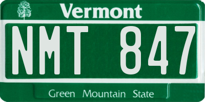 VT license plate NMT847