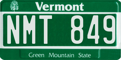 VT license plate NMT849