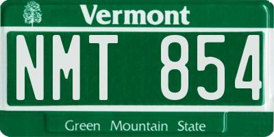 VT license plate NMT854