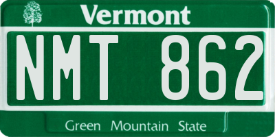 VT license plate NMT862