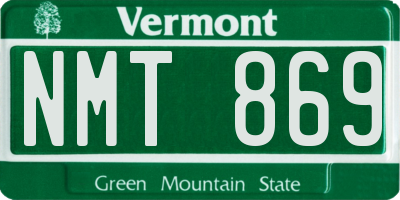 VT license plate NMT869