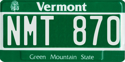 VT license plate NMT870
