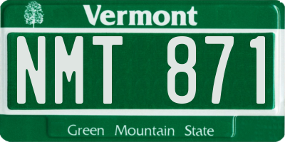 VT license plate NMT871
