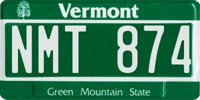 VT license plate NMT874
