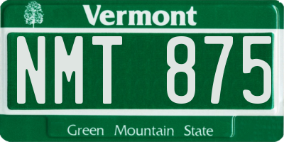 VT license plate NMT875