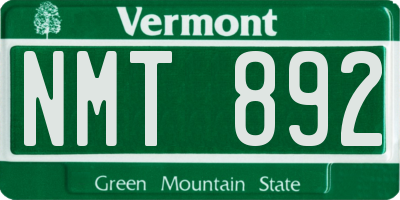 VT license plate NMT892