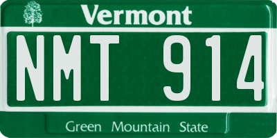 VT license plate NMT914