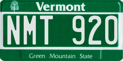 VT license plate NMT920