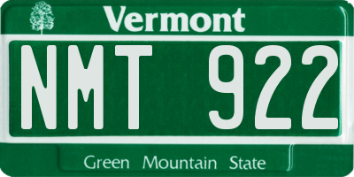 VT license plate NMT922
