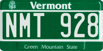 VT license plate NMT928