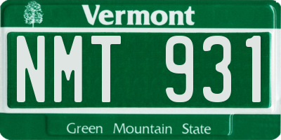 VT license plate NMT931