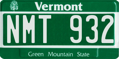 VT license plate NMT932